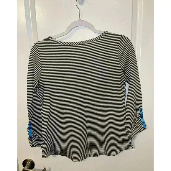 Lands End The outfitters Gray Striped Size XSmall Long Sleeve blue tab Tshirt - Picture 4 of 4